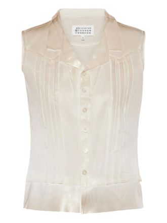 Maison Margiela perforated sleeveless shirt - Neutrals