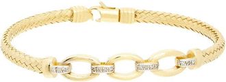 Meshmerise 0.06 Ct. Tw. Diamond 18K Gold Over Silver Bangle Bracelet