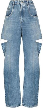Maison Margiela Denim Jeans met Slash Details - Dames - Loose Fit Jeans - Blauw - XS - Denim - Jeans