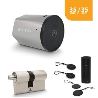 EXTEL Kit Cerradura Conectada Extel Lock + Cilindro 35/35 Mm + Teclado Inal&aacute;mbrico + 2 Tarjetas Adicionales