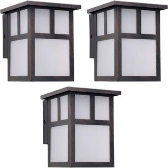 Forlight Osaka (3 unidades) Aplique de Pared Exterior Rústico de Estilo Japonés. Bombilla E27. Lámpara Jardín IP23 Marrón Óxido