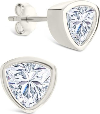 Sterling Forever Trillion Cut Cubic Zirconia Stud Earrings in Silver at Nordstrom