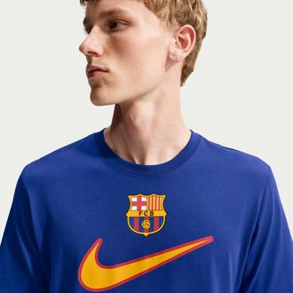 Nike FC Barcelona Swoosh Nike Mens Soccer T-Shirt in Blue | IQ5042-455
