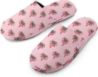 Generic Uterus Flowers Mens Slippers Warm Non-Slip Houes Shose Spa Slipper for Home Bedroom