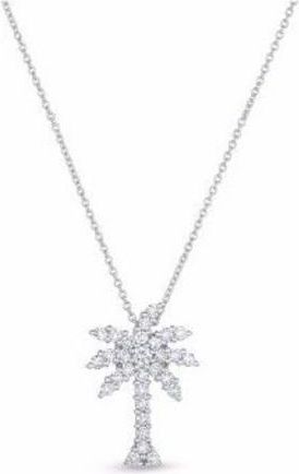 Roberto Coin 18K White Gold Tiny Treasures Diamond Large Palm Tree Pendant 001145AWCHX0