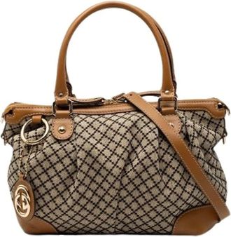 Gucci Pre-owned Handbags, female, Brown, Size: ONE SIZE Pre-owned Canvas Handbag