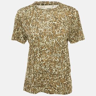 Isabel Marant Green Leopard Print Cotton Zewel T-Shirt