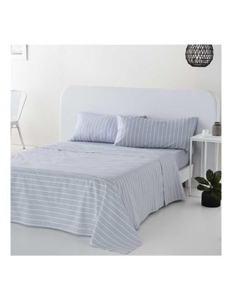 COTTON ARTEAN Juego de s&aacute;banas algod&oacute;n 144 hilos gris azulado 280x270 cama 200