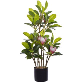 Beliani Beliani - Magnolia artificial en maceta material sintético verde y rosa 70 cm accesorio decorativo de interior Magnolia
