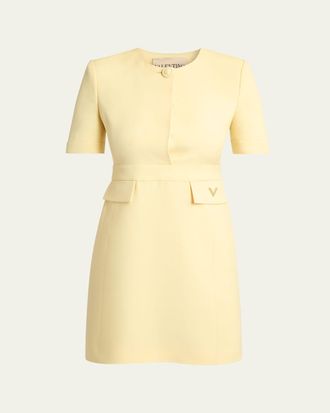 Valentino Garavani V-Logo Pocket Short-Sleeve Mini Dress