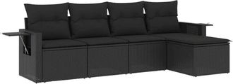 vidaXL Vidaxl - Set De Muebles De Jard&iacute;n 5 Pzas Y Cojines Rat&aacute;n Sint&eacute;tico Negro