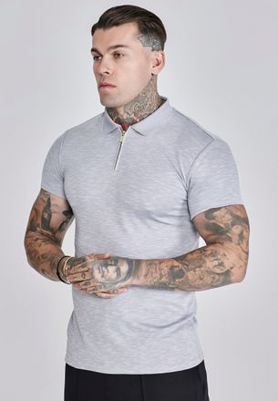 Siksilk Mens Grey Marl Smart Polo XL