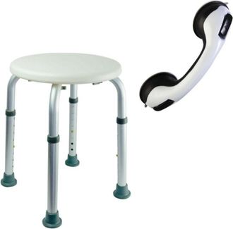 Pellet Pellet - Taburete De Ducha Pmr Essentiel Redondo Regulable En Altura + Barra Con Ventosa Pmr 30 Cm