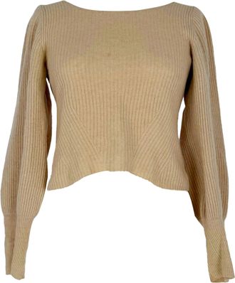 Reformation Knitted Backless Sweater in Beige Cashmere