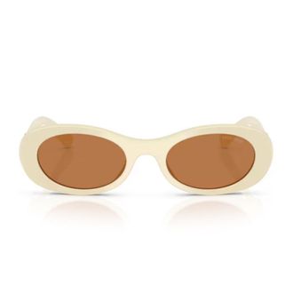 Miu Miu Bold Oversized Oval Sunglasses with Gold Logo Detail
