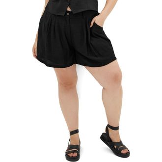 City Chic Bella Woven Shorts in Black at Nordstrom Rack, Size Xxl/24W