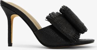 Lemonade Womens Beach House Stiletto Heel Raffia Bow Mules In Black