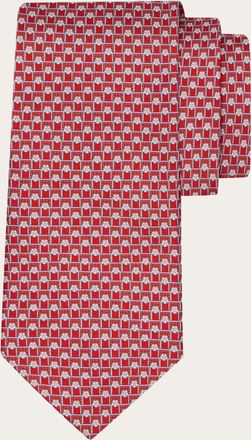 Ferragamo Men Charlie print silk tie Red