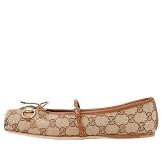 Gucci (WMNS) Gucci 26 Horsebit Ballet Flat Beige Brown 814321-FAD6C-9745