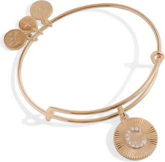 Alex and Ani Pave Starburst Texture Initial Bangle Bracelet in Gold - C at Nordstrom