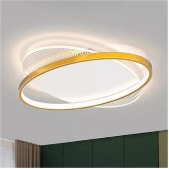 Trade Shop Trade Shop Traesio - Plafoniera Led 28 w Rotonda Oro Moderno Lampadario Soffitto Luce Naturale 71019