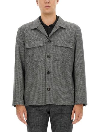 Lardini Grey Wool Shirt With Classic Collar