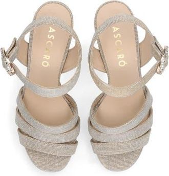 Ursula Mascar&oacute; Block Heel Glitzy Buckle Sandal in Metallic Gold at Nordstrom, Size 38