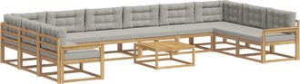 vidaXL Conjunto De Sof&aacute;s De Exterior 11 Uds. Blanco Y Gris Claro Vidaxl