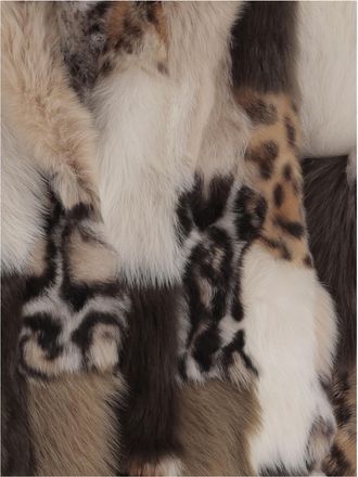 BLANCHA Womens Color-Block Shearling Jacket