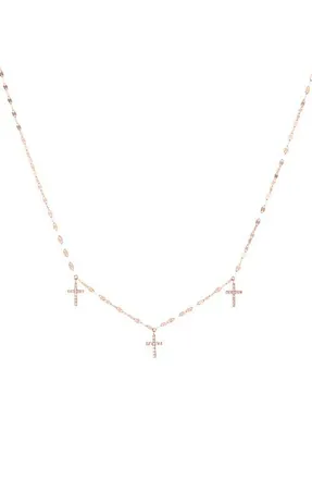 Lana Jewelry 14K Gold Triple Diamond Cross Charm Necklace in Rose Gold at Nordstrom