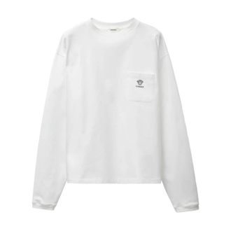 Versace Tops, Heren, Wit, L, Katoen, Medusa Head Pocket Long Sleeve T-Shirt
