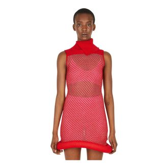 Louise Lyngh Bjerregaard Knitted Dresses, female, Red, Size: S Tennis in September Knit Dress