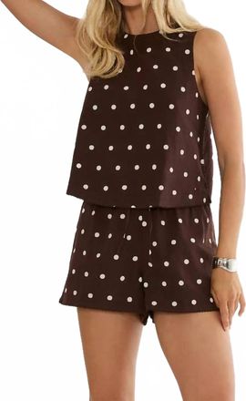 Beach Riot Dollie Sleeveless Polka Dot Top In Brown