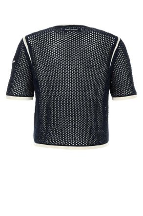 adidas Mens Navy Blue Crochet Wales Bonner X Adidas T-Shirt Wonderwhitegreenbluebirdnightindigo Exterior: Cotton Polyester