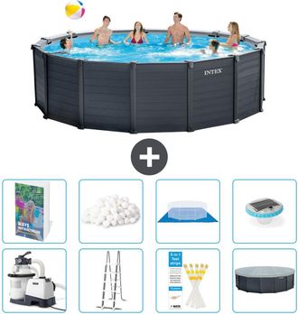 Intex Piscina Graphite Panel Redonda - 478x124 Cm - 9-piezas S627