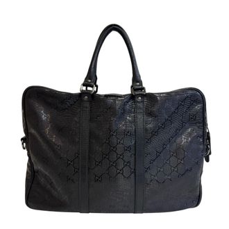 Gucci Gg Imprim&eacute; Black Pvc Briefcase (Pre-Owned)