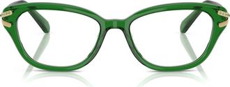Swarovski 52mm Pillow Optical Glasses in Transparent Green at Nordstrom