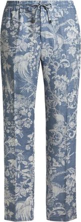 Etro jacquard floral trousers - Blue