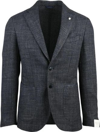 L.B.M. 1911 Textured Fitted Jacket with Notch Lapels and Button Closure
