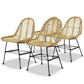 vidaXL Sedie Da Pranzo 4 Pz In Rattan Naturale Vidaxl