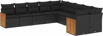 vidaXL Vidaxl - Set De Sof&aacute;s De Jard&iacute;n 10 Pzas Cojines Rat&aacute;n Sint&eacute;tico Negro