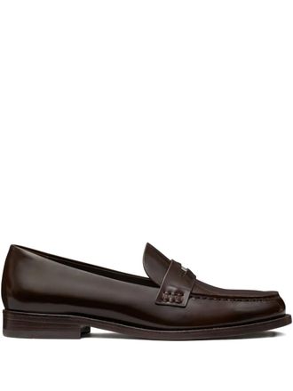 Tory Burch penny leather loafers - women - Nappa Leather/Calf Leather/Rubber - 10.5 - Brown