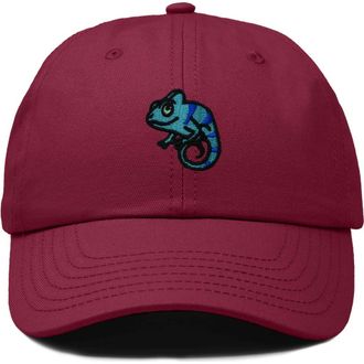 Dalix Chameleon Embroidered Dad Hat in Maroon at Nordstrom