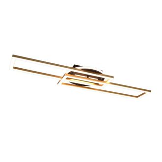 Trio Leuchten Twister Plafoniera Led 30w 4500lm, 2700 - 6000k Rettangolare Nera E Oro Orientabile Con Base Illuminata Rotonda Con Telecomando Multifunzione L. 90,5c