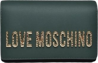 Love Moschino Green Polyurethane Logo Shoulder Bag