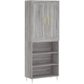 vidaXL Aparador Alto Madera Contrachapada Gris Sonoma 69,5x34x180 Cm Vidaxl