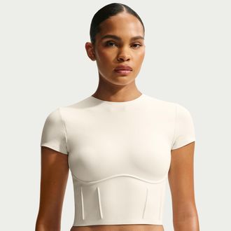 Nike Womens SKIMS Matte Corset Cropped Top in White | IU2201-108