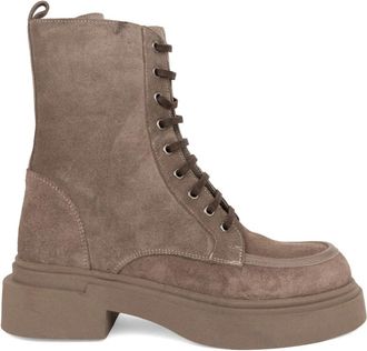 Sergio Moretti Enkellaarsjes - Dames - Veterlaarzen - Grijs - 37 EU - Leer - Schoenen