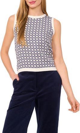 Ted Baker Geo Print Mixed Media Tank in Vanilla Ice at Nordstrom, Size X-Large