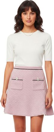 Self Portrait Pink Textured Mini Skirt